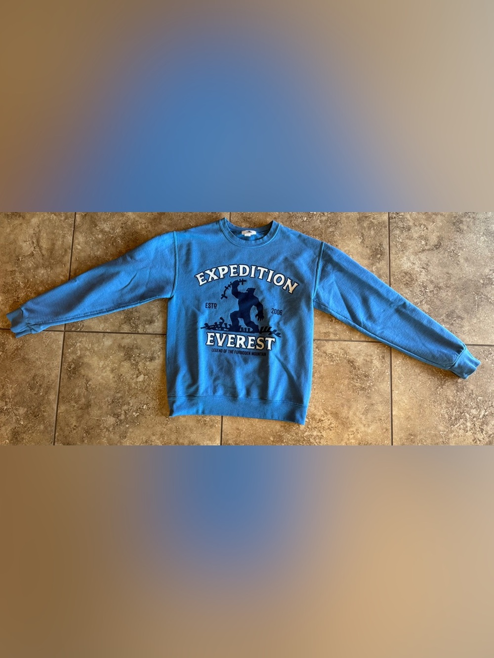Disney Parks EXPEDITION EVEREST Sweatshirt Small Blue Crewneck Yeti 2006 PINHOLE